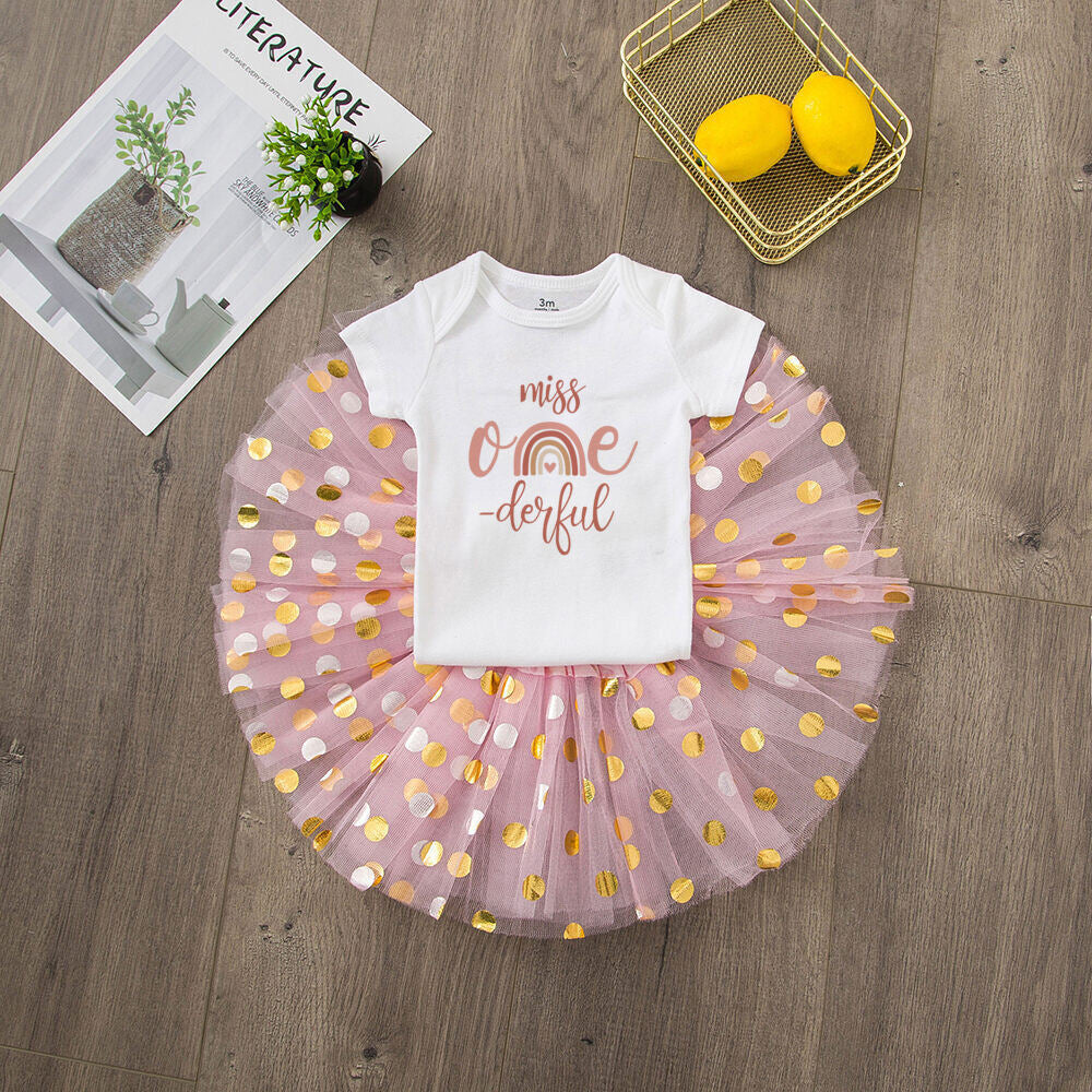 My 1st Birthday Baby Girl Birthday Cake Smash Outfit Toddler Girl First Birthday Romper Tutu Skirt One Year Old Gifts