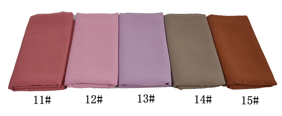 180*75cm Bronzing Muslim Chiffon Hijab Shawls Scarf Women Solid Color Head Wraps Women Hijabs Scarves Ladies Foulard Femme Veil