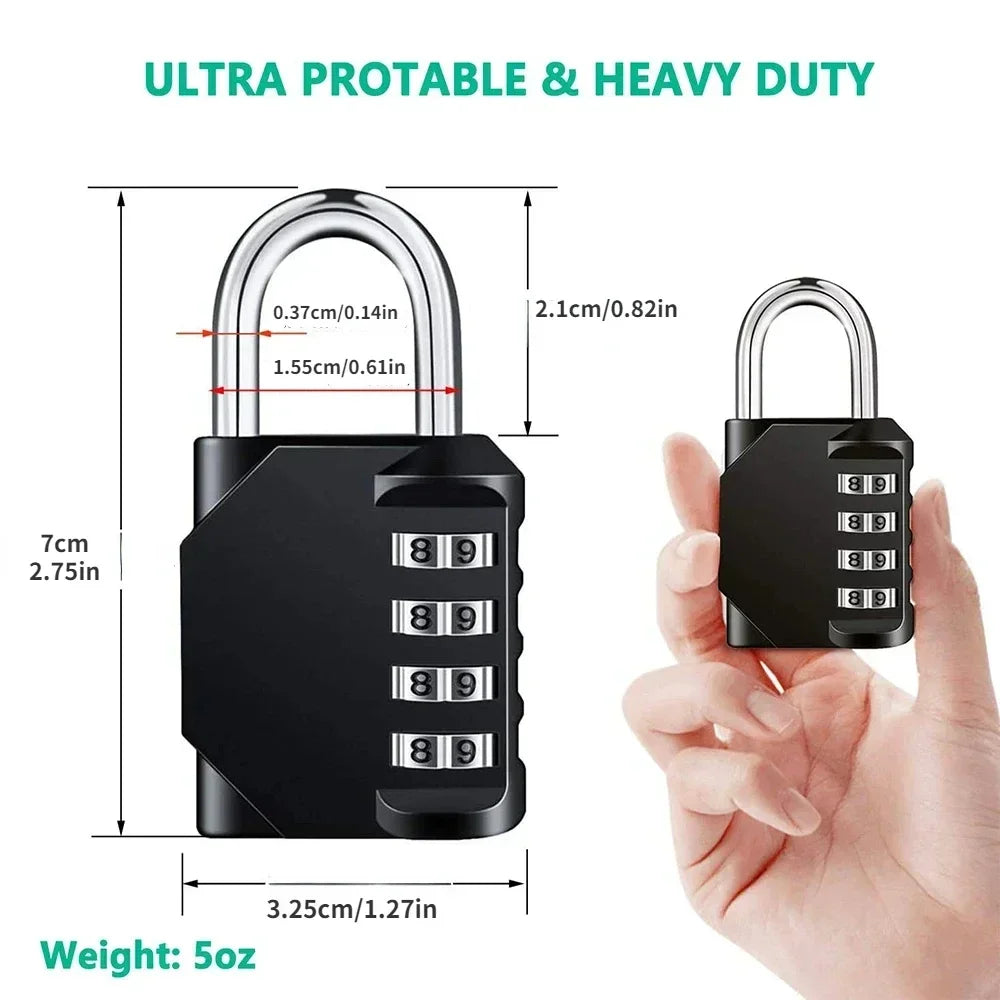 2pcs Combination Lock Resettable 4 Digit Padlock Combination Waterproof.