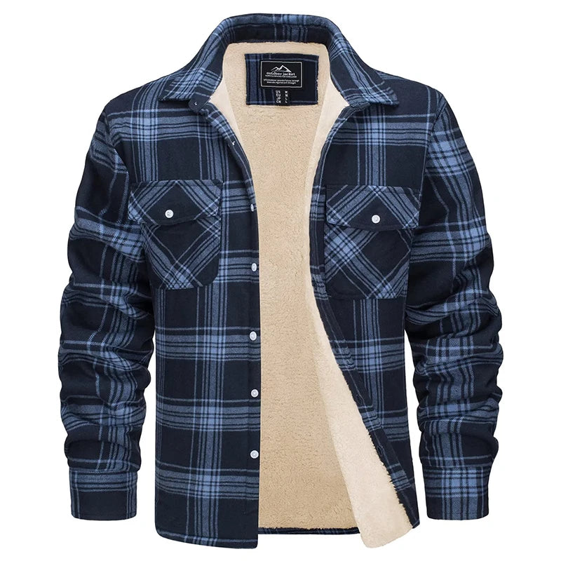 MAGCOMSEN Men's Fleece Plaid Flannel Shirt Jacket.