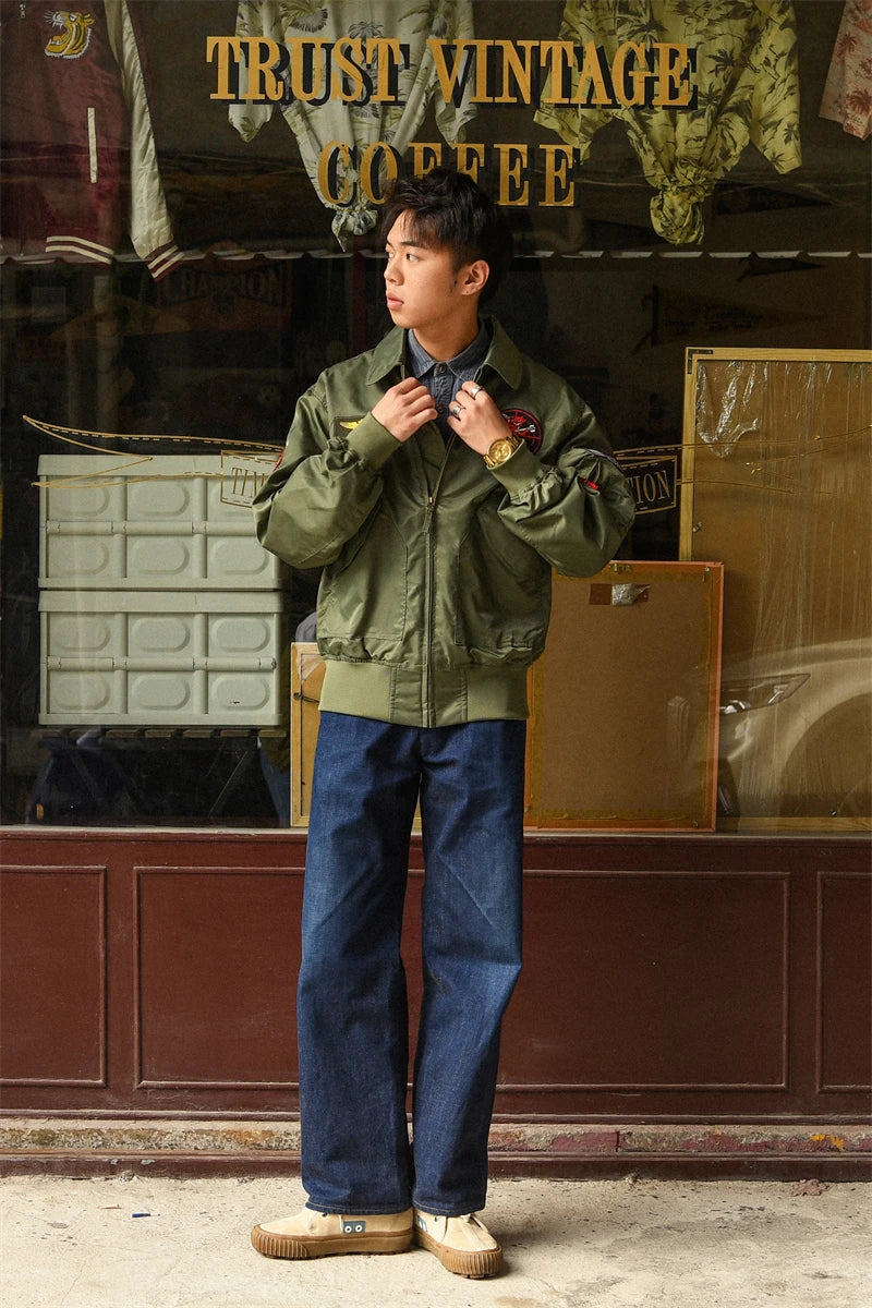 TOP GUN CWU-36P Spring Patched Military Style Bomber Pilot Flight Thin Coat.