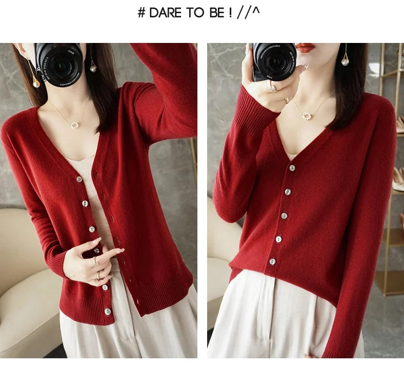 New V-Neck Temperament Small Fragrant Wind Women Loose Sweater .