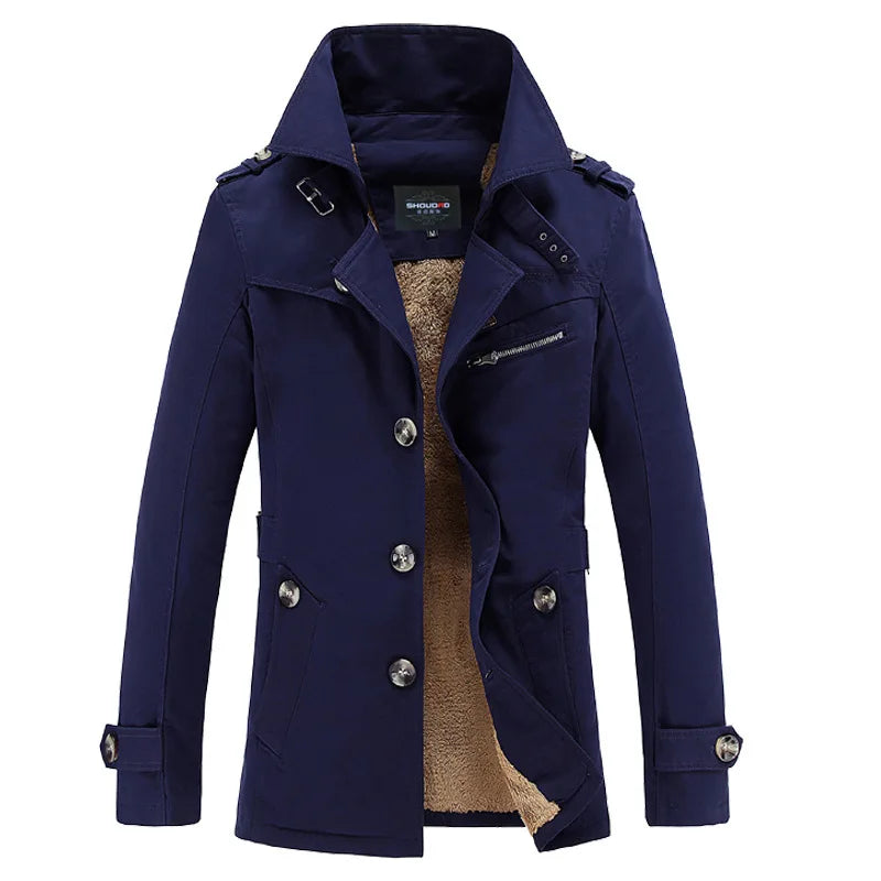 Men Long Winter Jackets Slim Fit Warm Trench Coats .