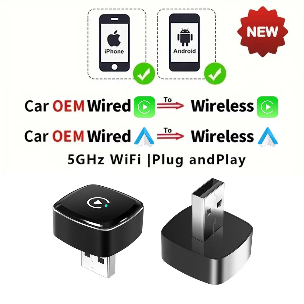 2in1 Wired to Wireless CarPlay Android Auto Adapter.