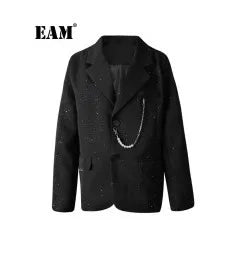 EAM Green Brief Blazer Women Big Size Casual .