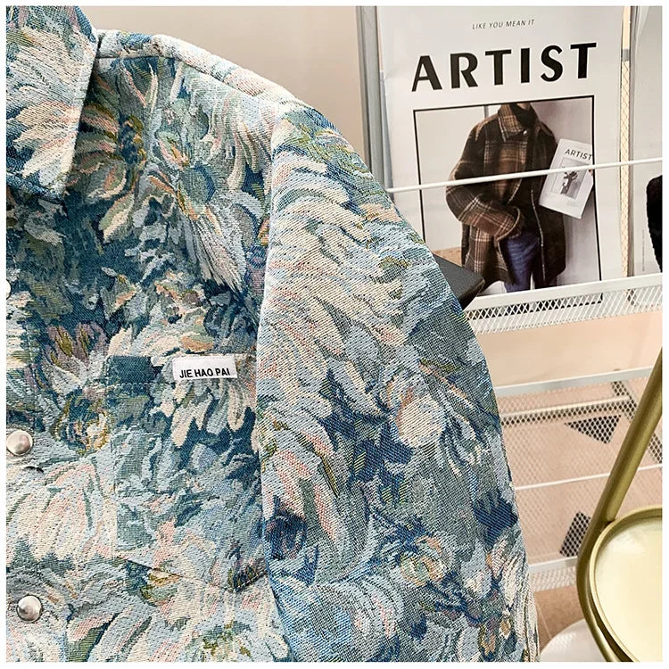 American Style Jacquard Printing Oil Painting Casual Jacket For Men.