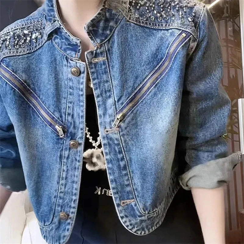 Women's Denim Jacket New Advanced Sense Unique Ladies.