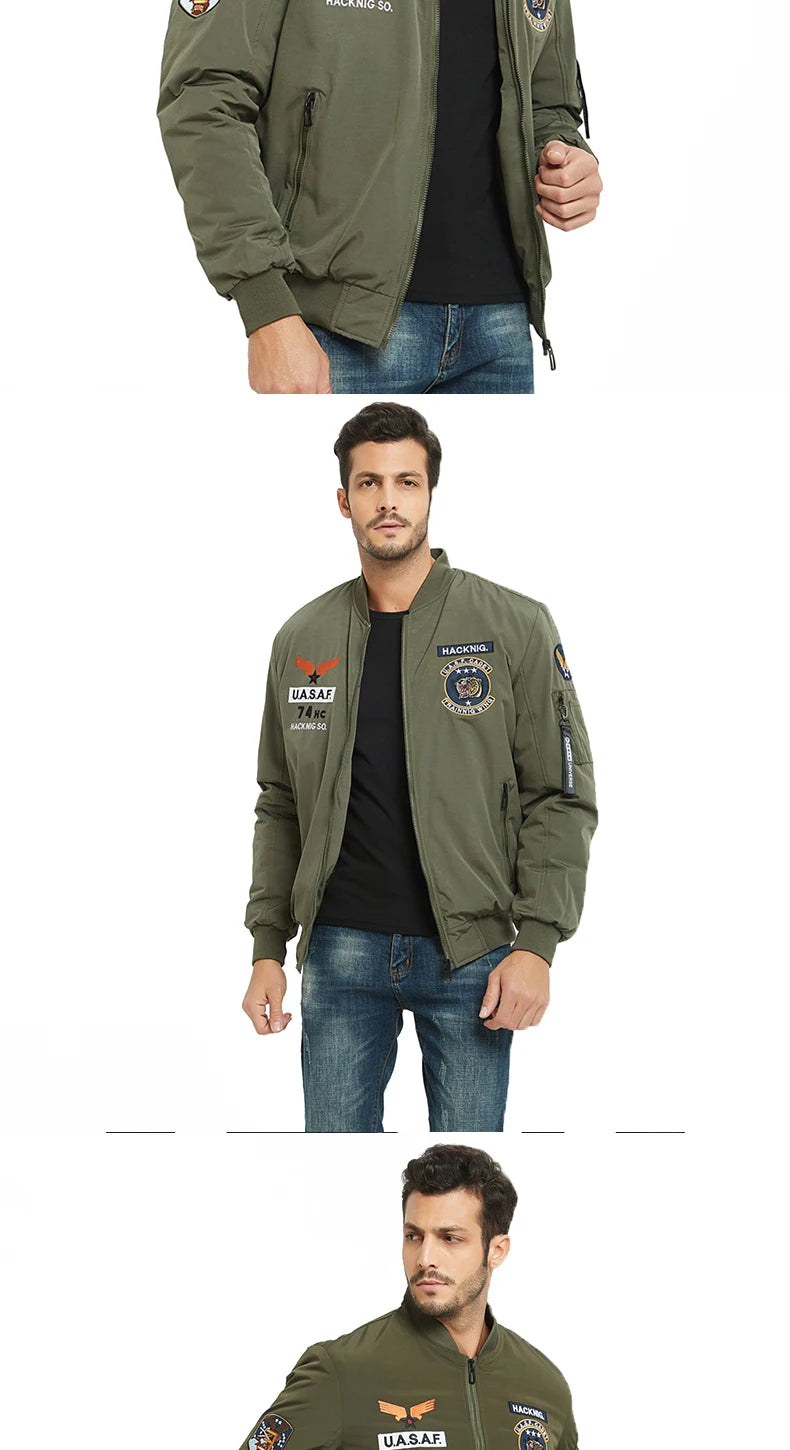 Men Military Pilot Reversible Jackets Men Autumn Bomber.
