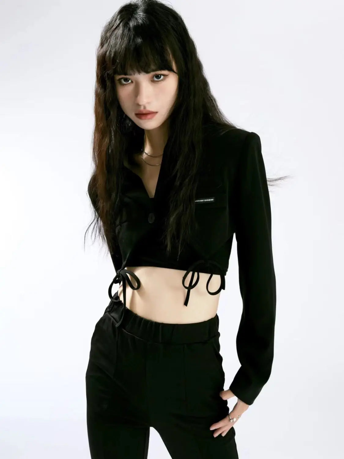 Cropped Bows Blazers for Women Y2k Clothes Harajuku Sexy High Street Coats