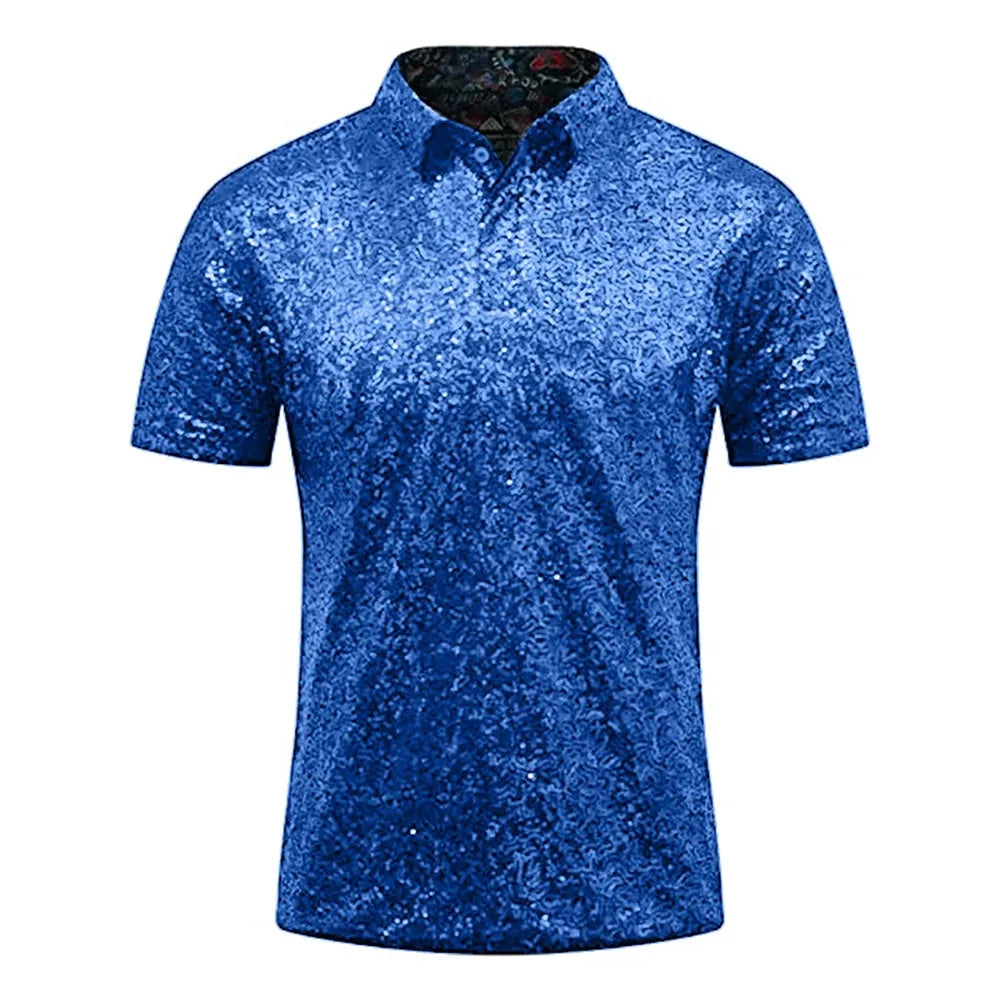 Mens  Short Sleeve T Shirt Fashion Disco Party Stage Costume.
