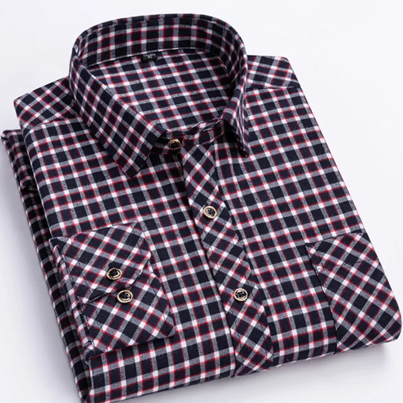 New Men's Plaid Shirts Long Sleeve Checked Shirt Formal Fashion.