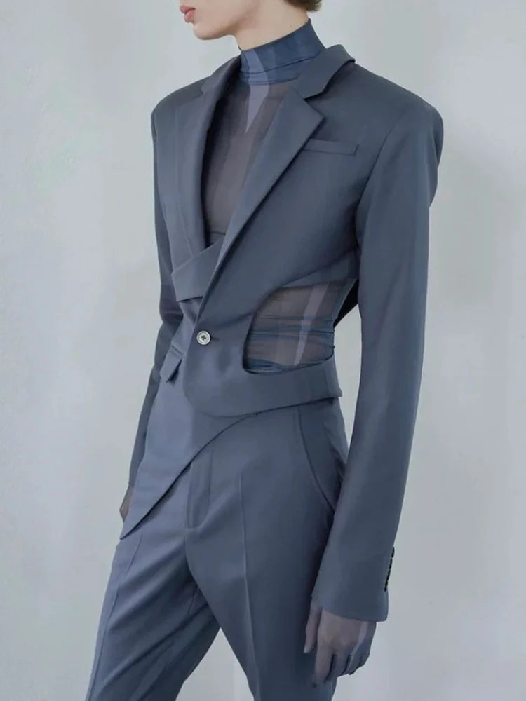 VGH Solid Hollow Out Casual Irregular Blazers For Women .