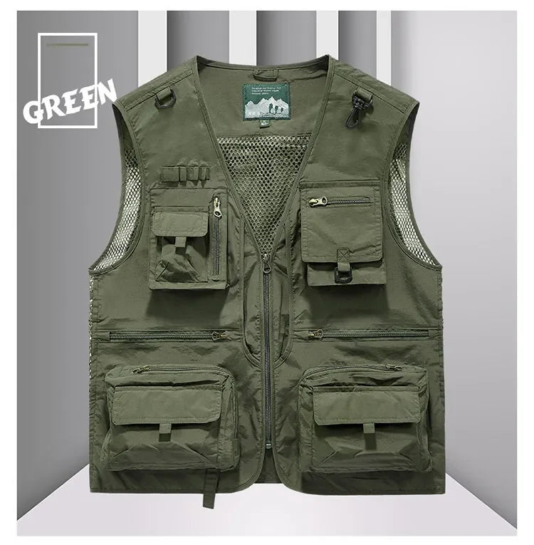 14 Pockets Summer New Men US Tactical Hiking Fishing Vest Mens.