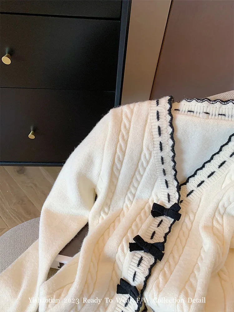 Elegant Knitted Cardigan Sweet Oversized Chic Sweater.