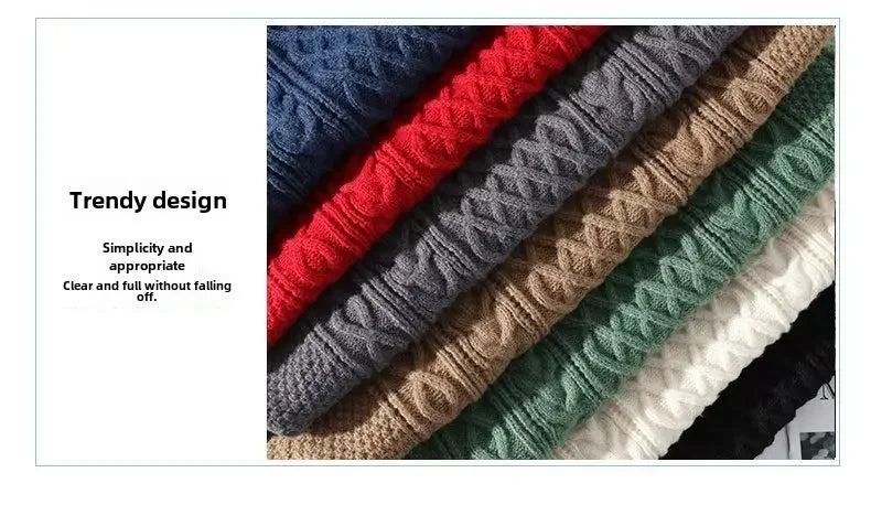Trendy Knitted Sweater For Men Casual Round Neck Warm Inner Loose.
