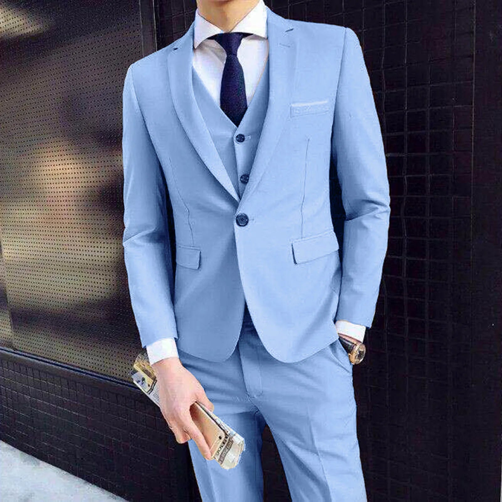 Men Three-piece Suit Men's Formal Business Style Slim Fit Wedding Suit Set .