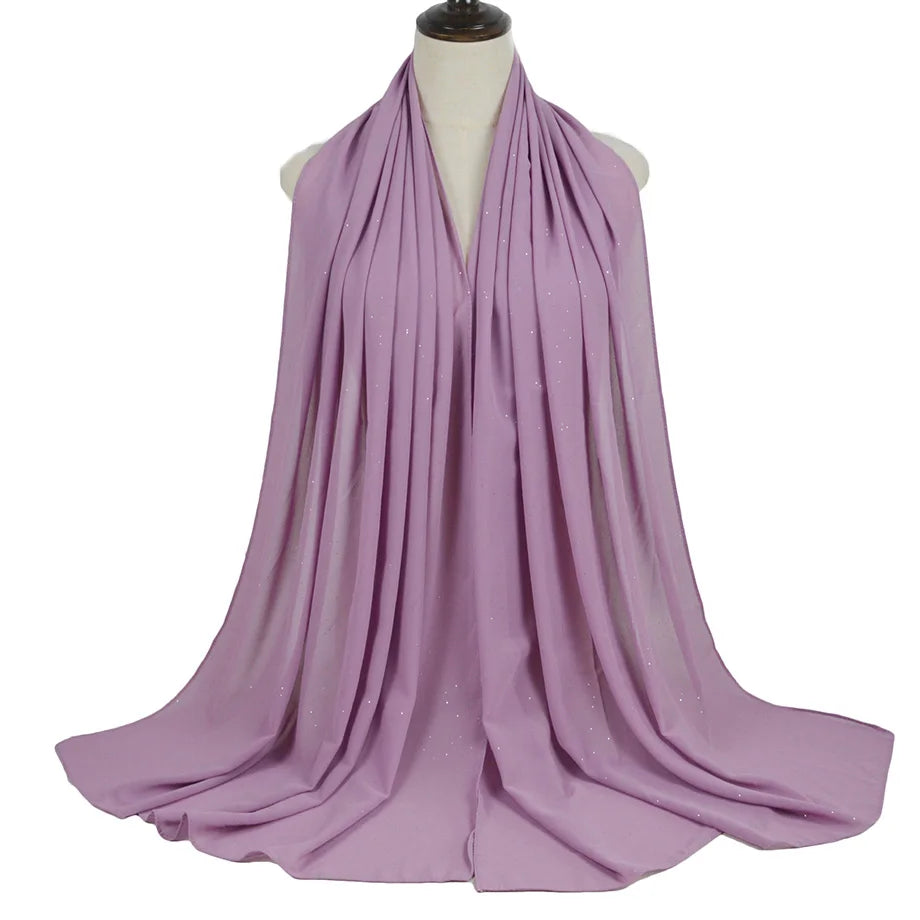 180*75cm Bronzing Muslim Chiffon Hijab Shawls Scarf Women Solid Color Head Wraps Women Hijabs Scarves Ladies Foulard Femme Veil