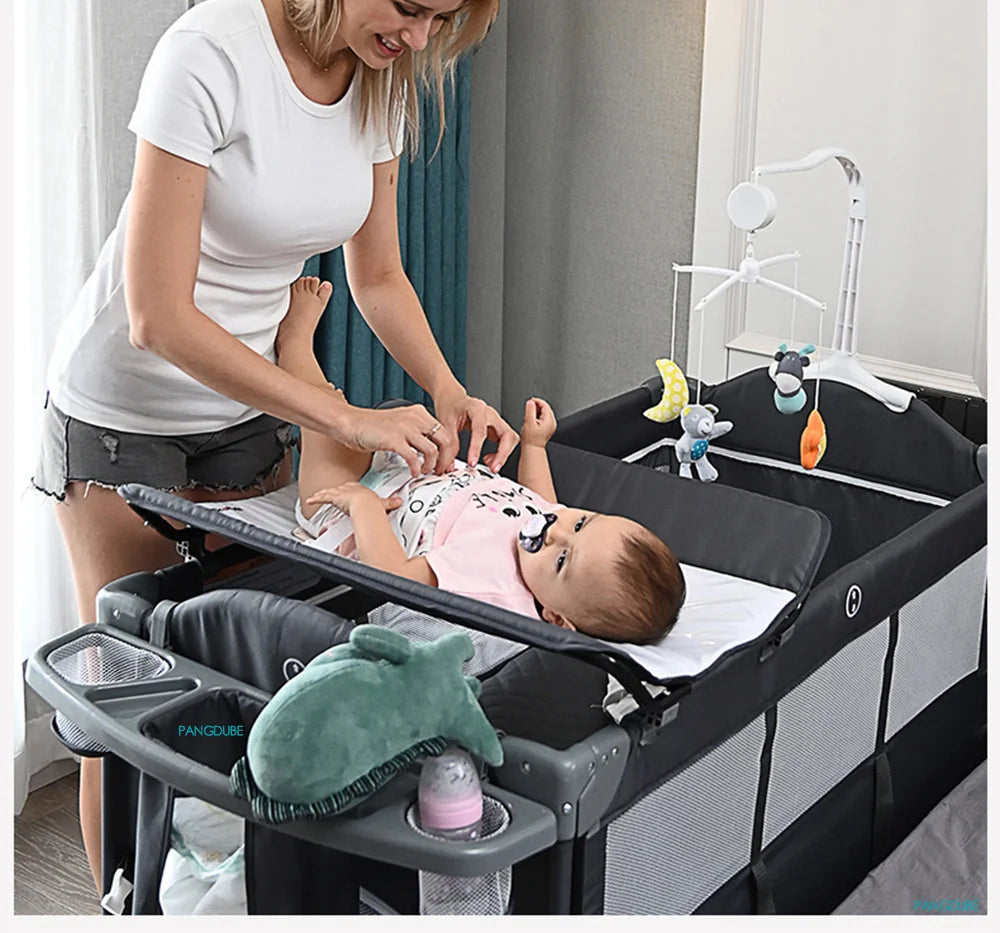 PANGDUBE Multifunctional Baby Crib 120*60cm Baby Bed,