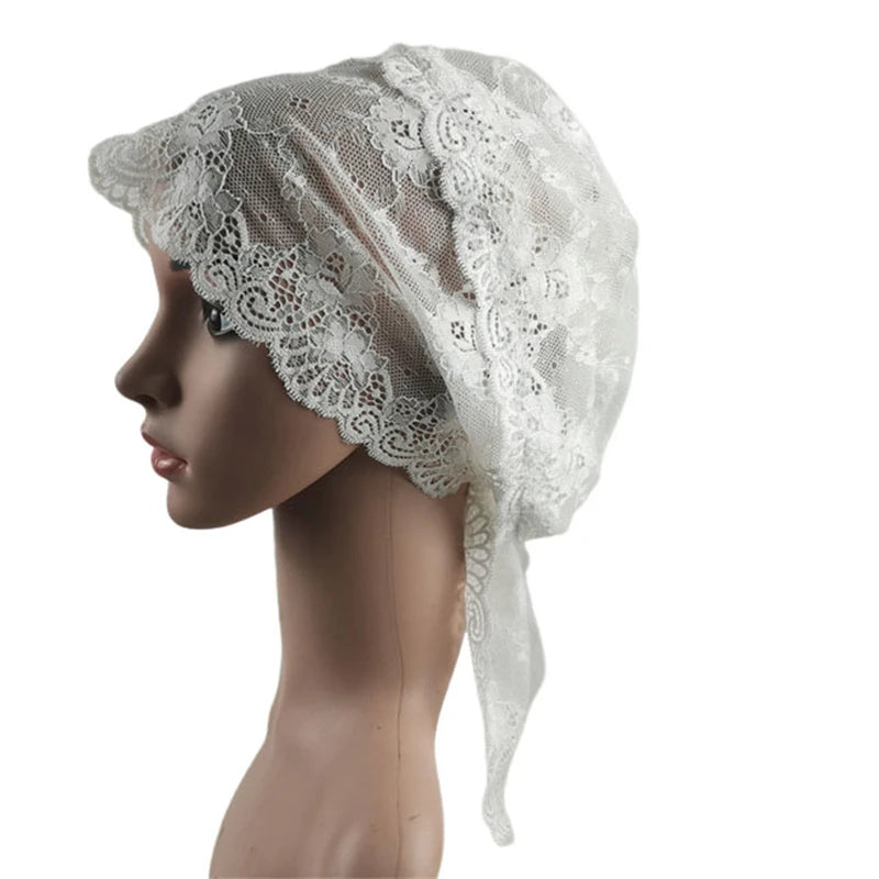 Muslim Women Head Scarf Lace Flower Underscarf Elastic Hijab  Cover Headwrap Chemo Cap Islam Headband Bonnet Turbante Mujer