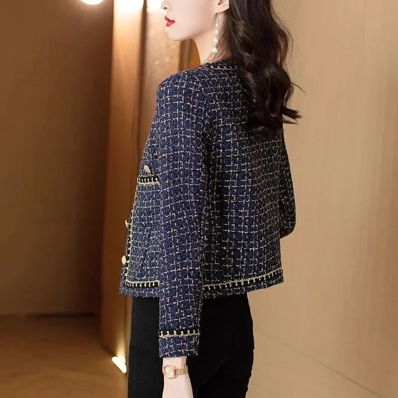 French Vintage Small Fragrance Tweed Jacket Coat Women's .