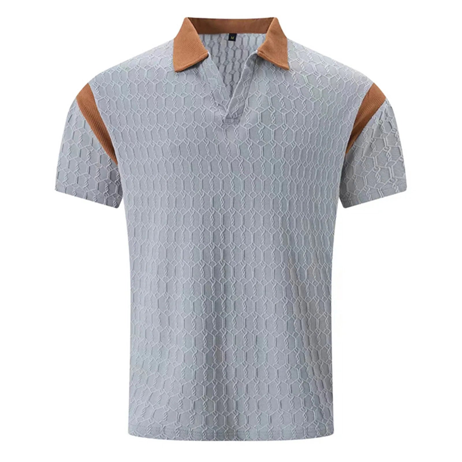 2025 Trendy Men'S polo Shirt With Color Block Design Summer Casual Lapel Shirt Knitted Jacquard Short Sleeve Versatile Shirt