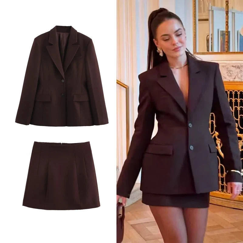 HXAO Elegant Skirts Set For Women's 2 Pieces Outfit.