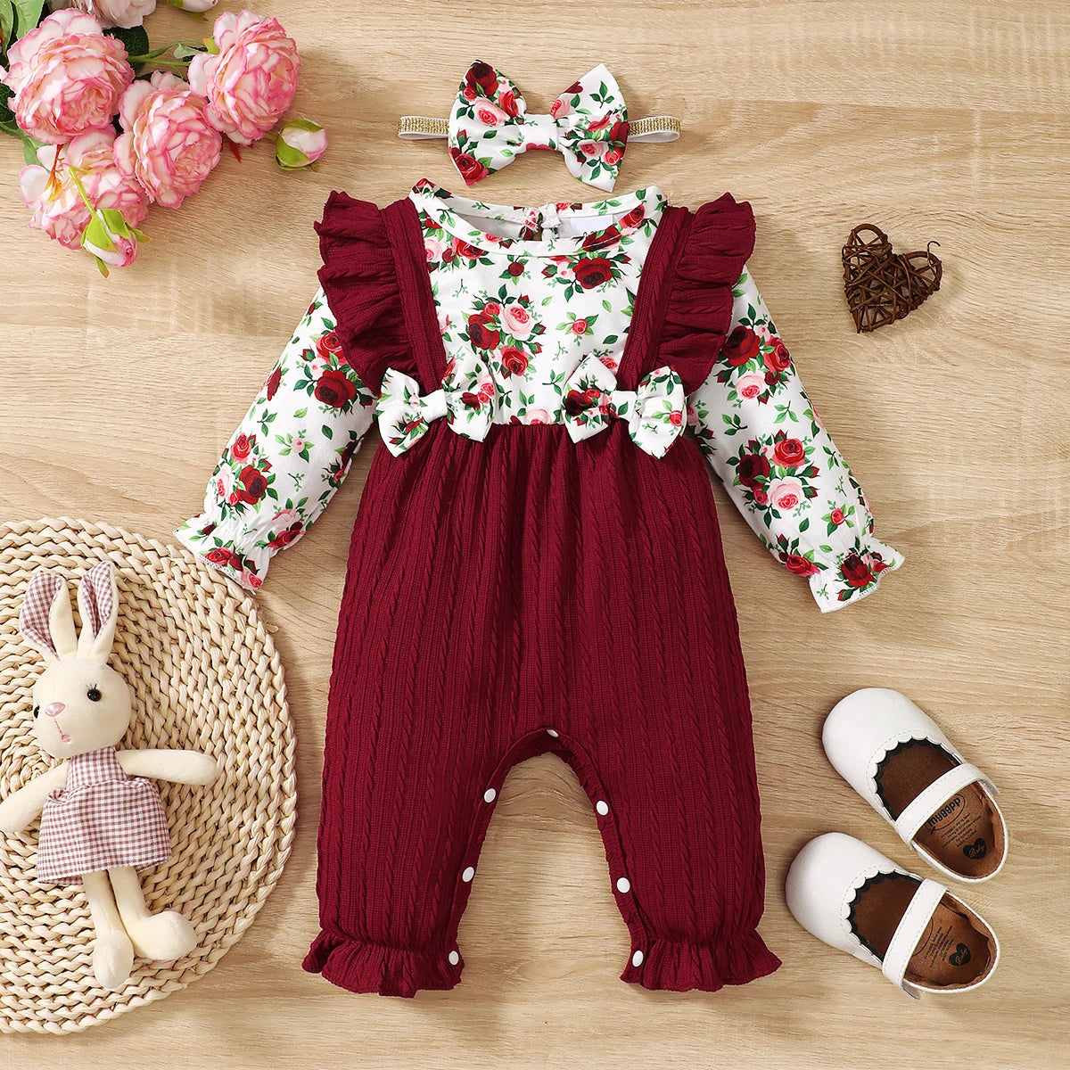 0-18 Months Newborn Baby Girl Romper Cute Floral Long Sleeve .