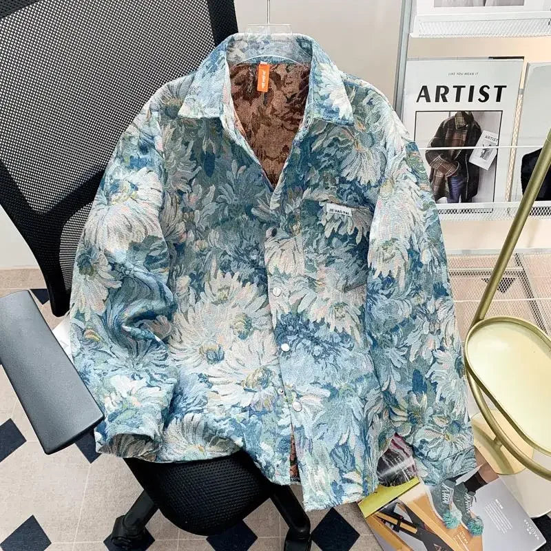 American Style Jacquard Printing Oil Painting Casual Jacket For Men.
