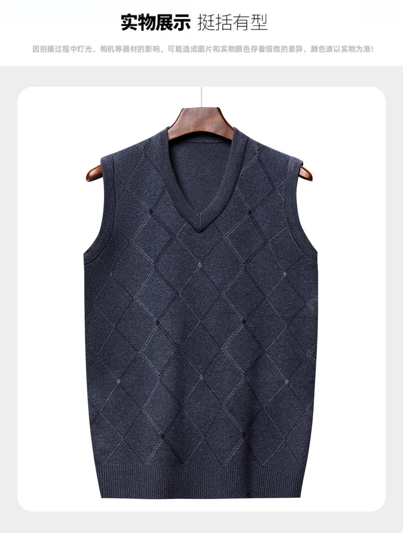 Casual Sweater Tank Top Autumn and Winter Warm Men's Vest.