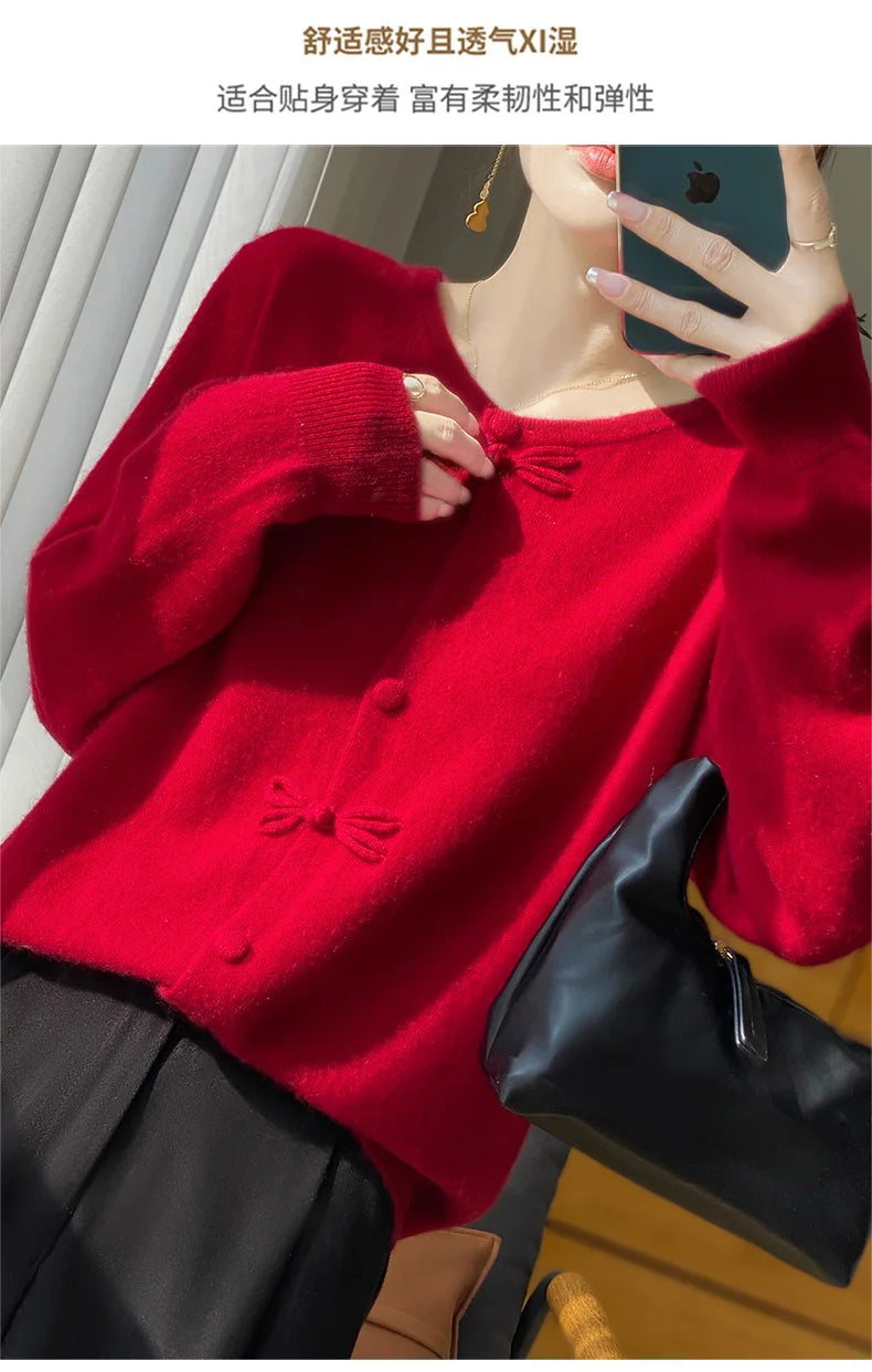 Women New Fashion Autumn Winter 100% Merino Wool Sweater .