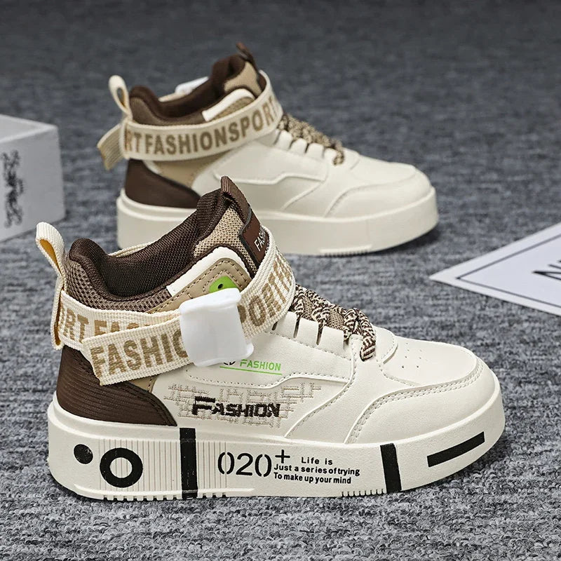 Kids Fashion Sports Shoes Boys High Top Board Shoes.