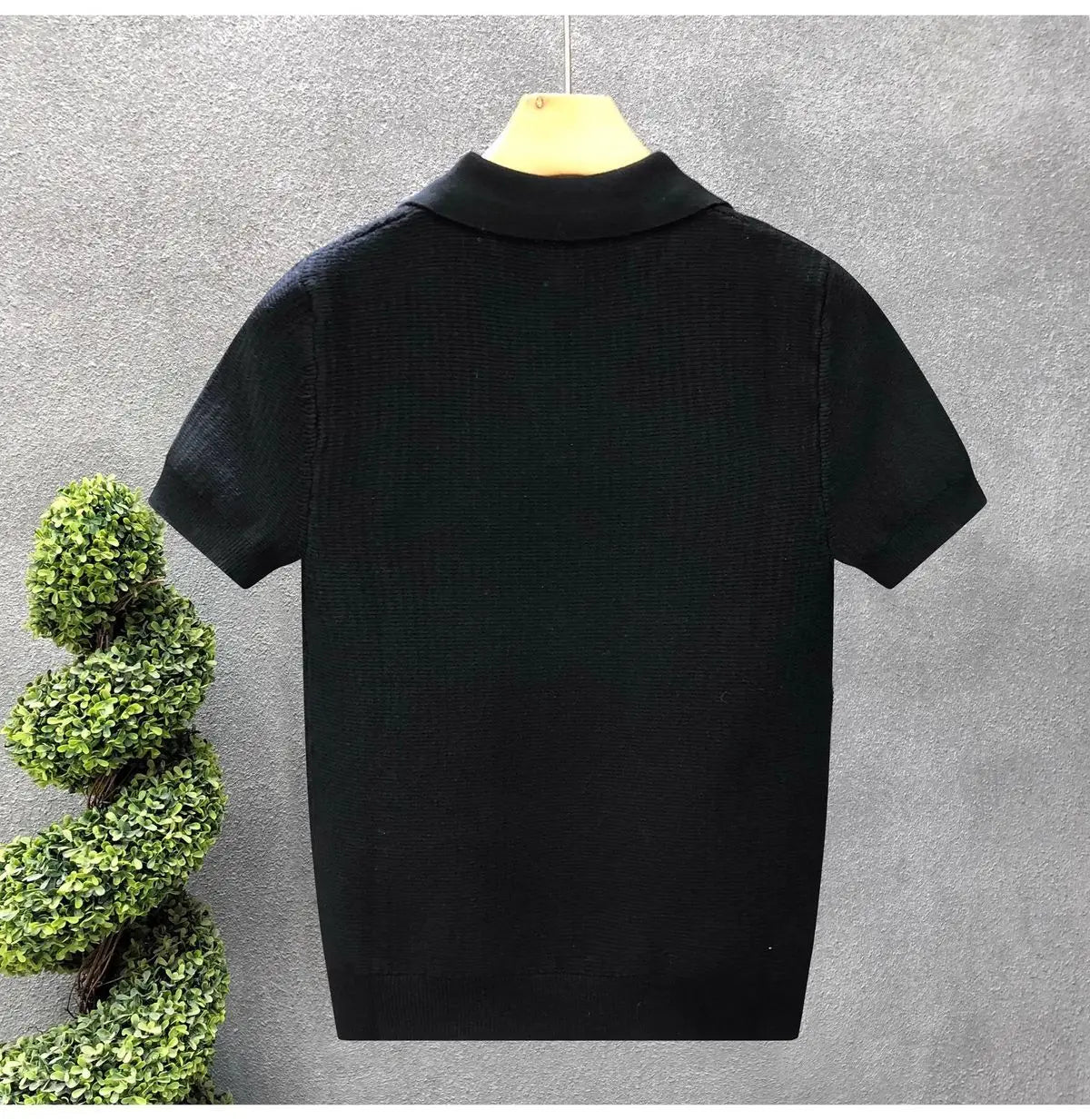 Men's Polo Shirt, Korean Style Slim Fit Collar Solid Color Casual Thin Sleeve Trendy Knit Top