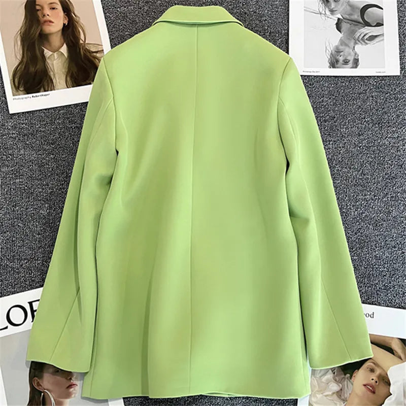 Chic Blazer Woman Autumn Spring Long Sleeve Double Breatsed.