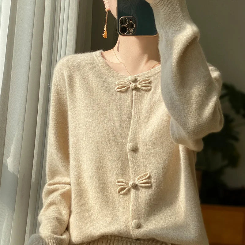 Women New Fashion Autumn Winter 100% Merino Wool Sweater .