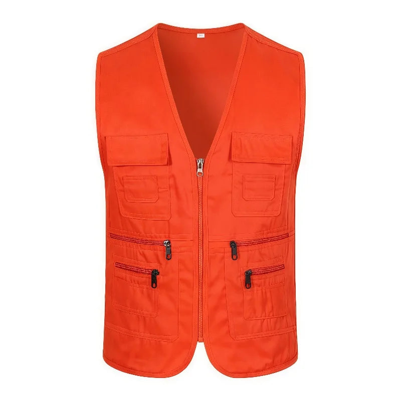 Work Clothes Vest Multi-pocket Solid Color Casual Sleeveless.