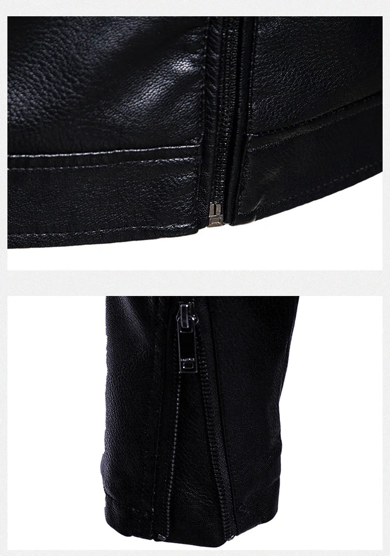 Brand Leather Jacket Men's Winter Motorcycle Clothes Leanther Jacket .