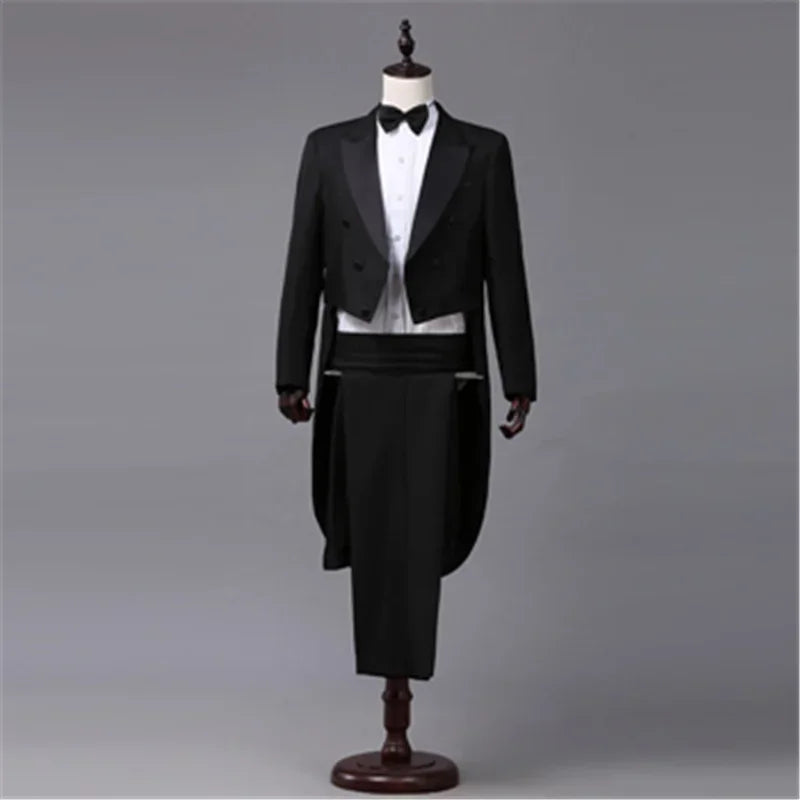 Men's Tuxedo Costume Vintage Formal Tailcoat Slim Fits.