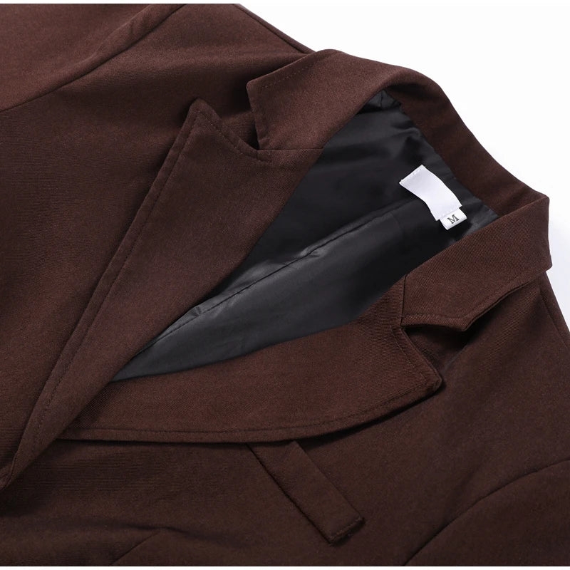 Elegant Lapel Blazer Skirt Set Women Casual Slim.