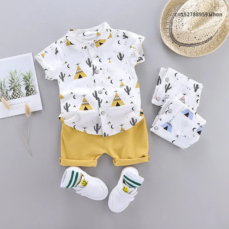 Baby Boys Summer Outfits 2025 New Cotton Short Sleeve 2-Piece Set Breathable Lightweight Casual Clothes for Infant Toddler Kids