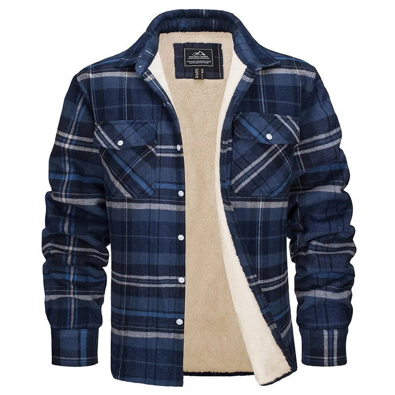MAGCOMSEN Men's Fleece Plaid Flannel Shirt Jacket.