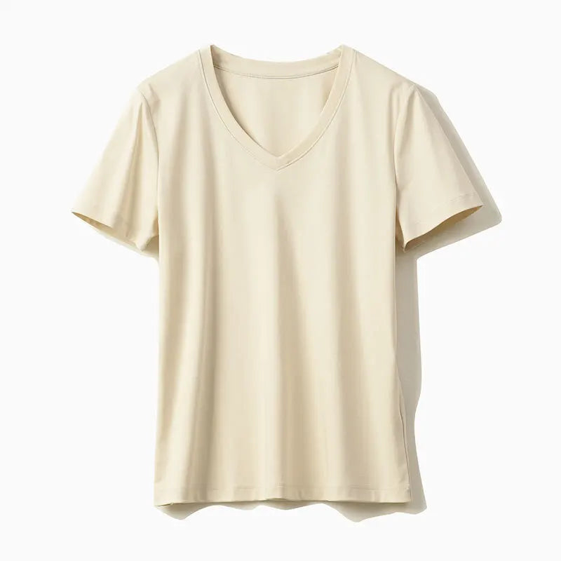 Summer Mercerized Cotton Women Silk T-shirts O Neck Short Sleeve Loose Straight T-shirts Casual Tees For Minimalist 2021