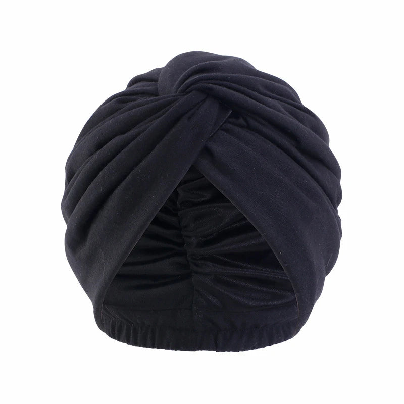 Muslim Jersey Hijab Turban Cap Forehead Cross Soild Color Turbante Hat Islamic Headwear India Bonnet for Women Inner Hijab Caps