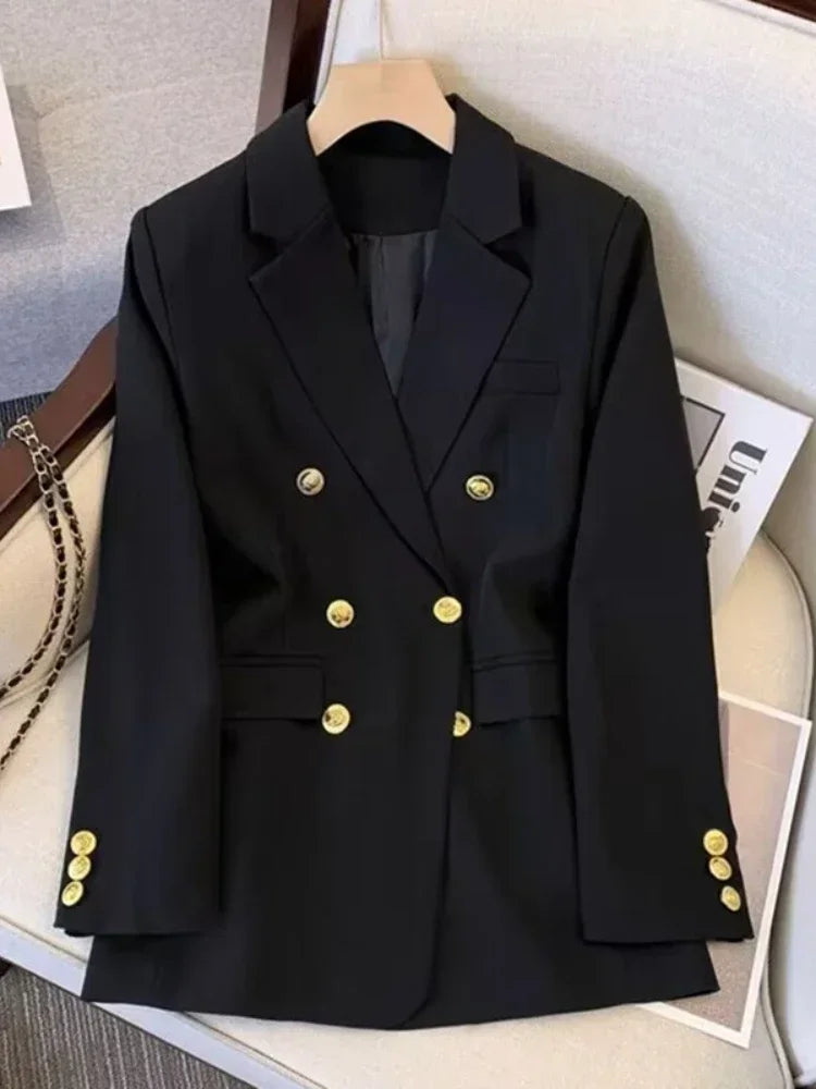 Spring Autumn Women Chic Office Lady Double Breasted Blazer .