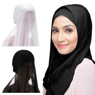 New Instant Chiffon Hijab Scarf With Undercap Solid Color .