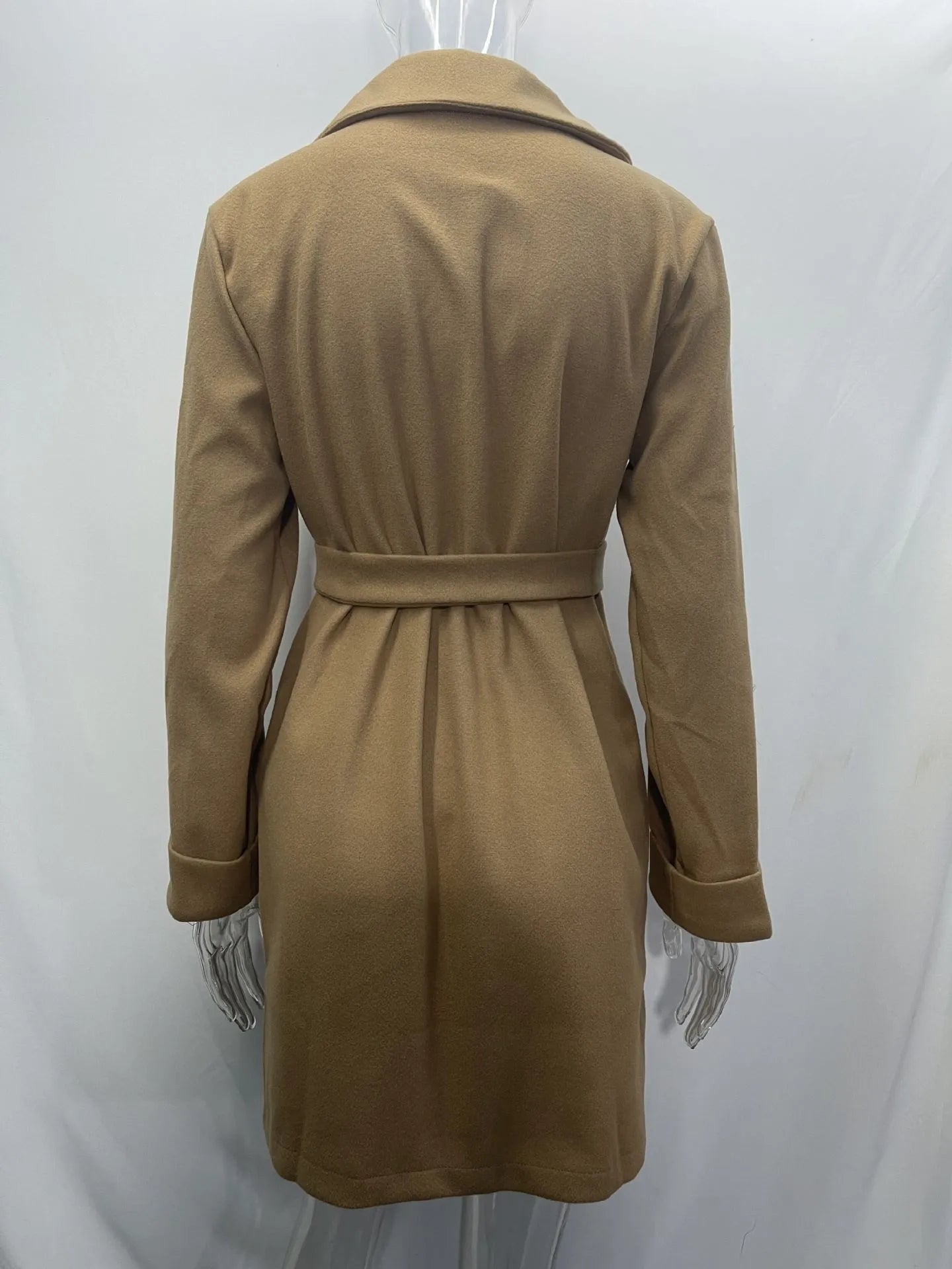 Women Hot Pink Trench Coat Casual Mid Long Overcoat.