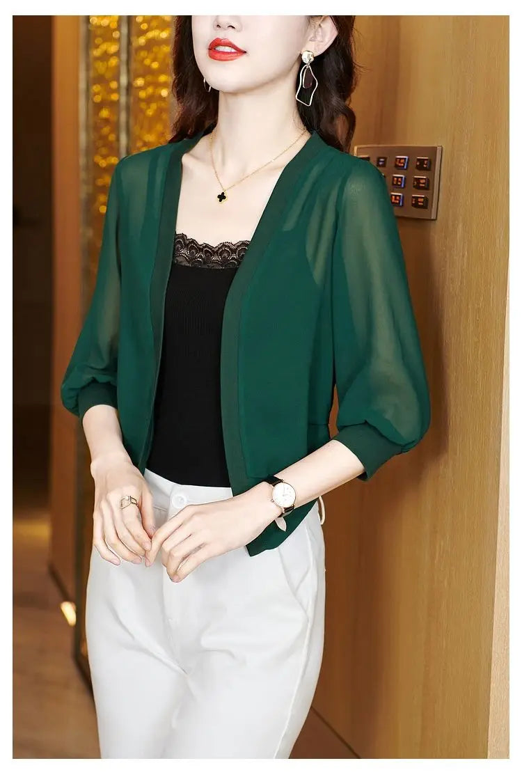 Spring Summer Women Cardigan Sunscreen Chiffon .