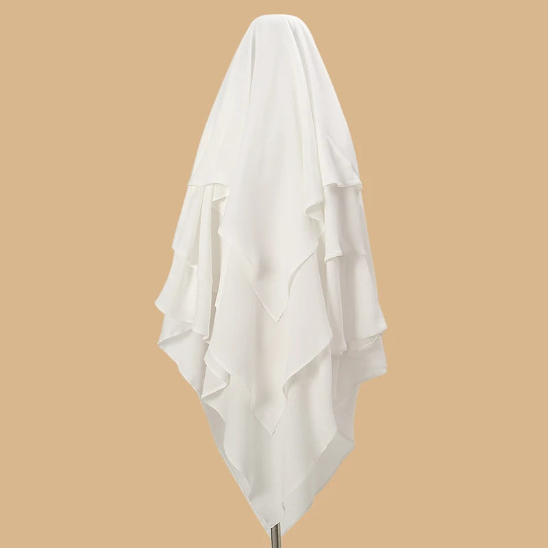 New Poka Khimar Hijab 3 Layer Prayer Garment Plain Muslim Long.