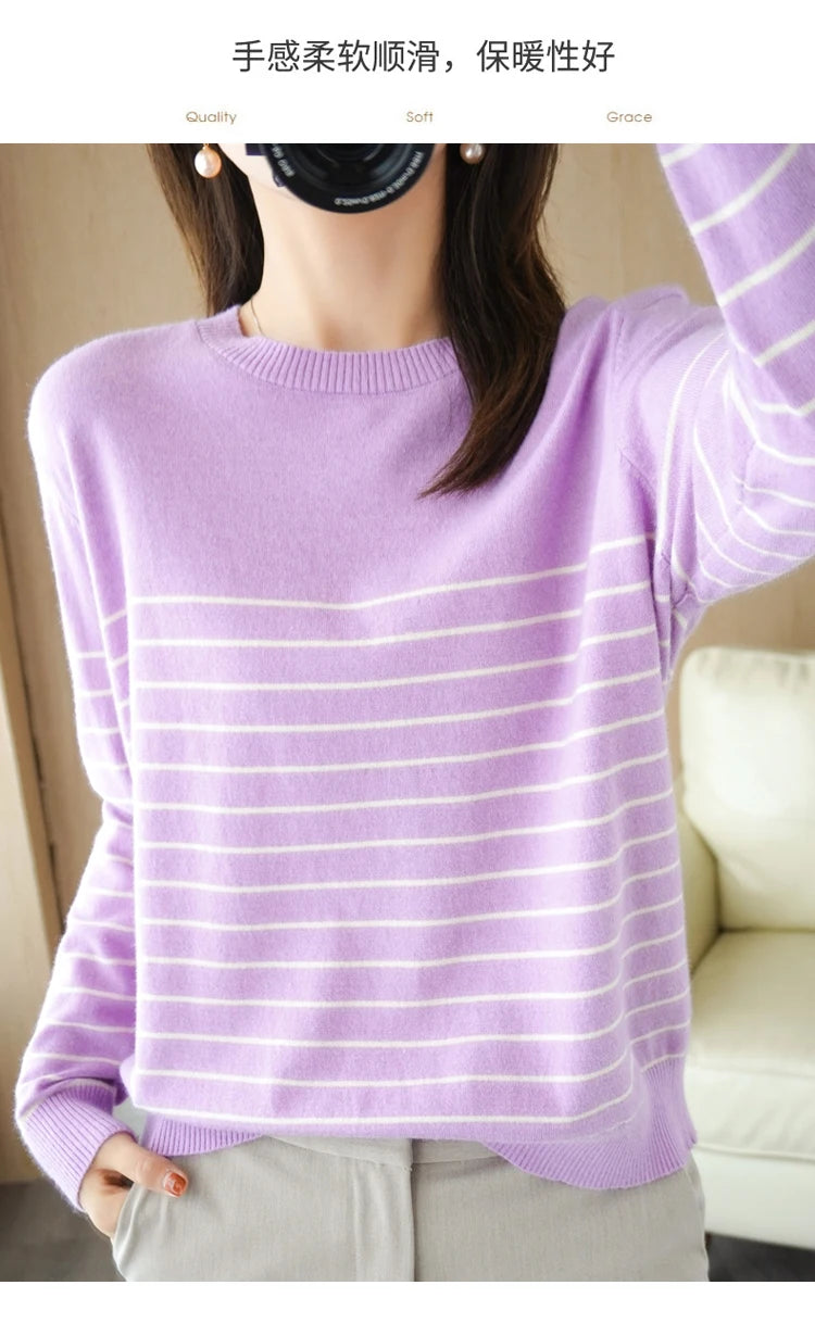 100% Cotton Knitted Sweater Women's Sweater .