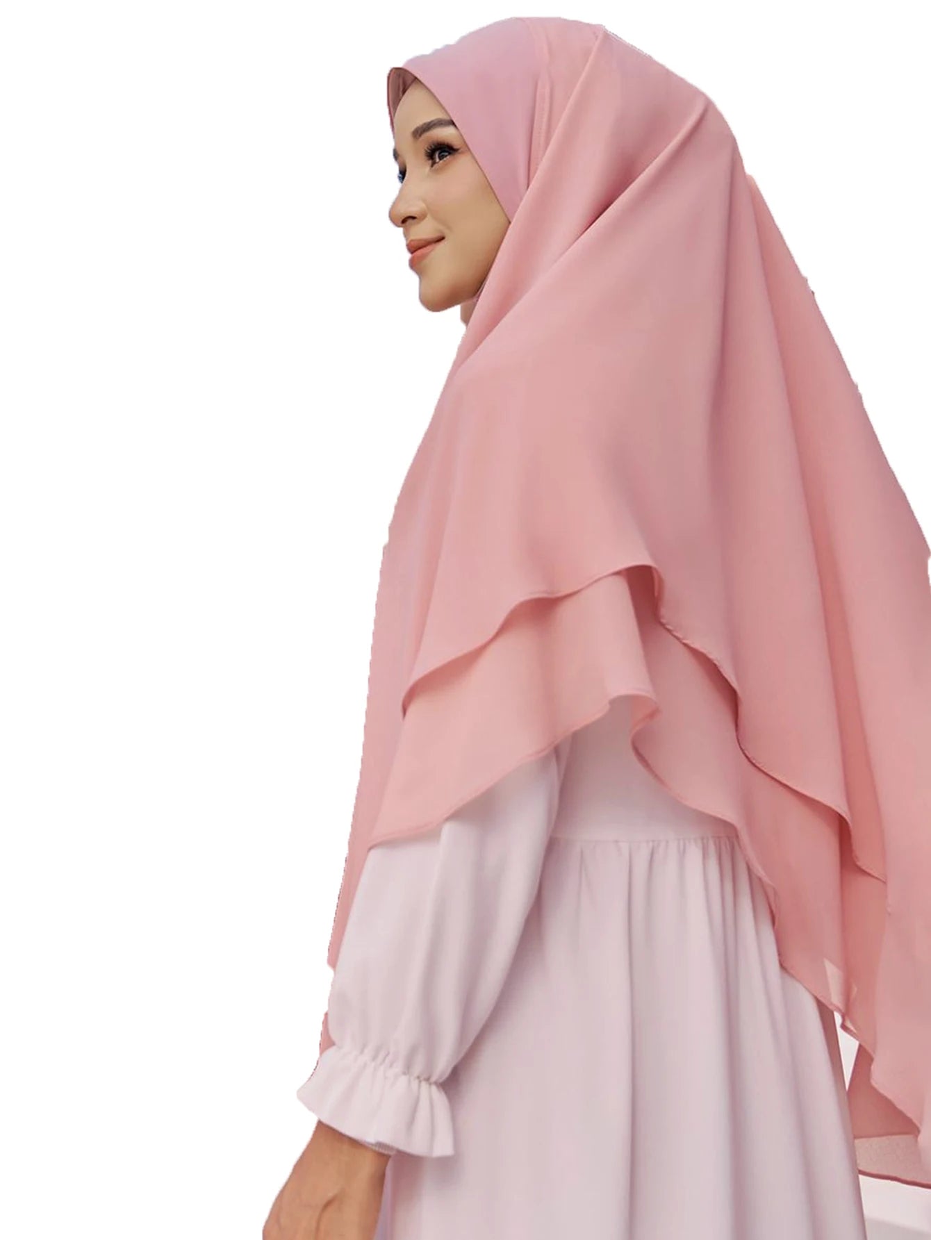 Ready to Wear Instant Hijabs Double layered Chiffon Solid Headscarf.