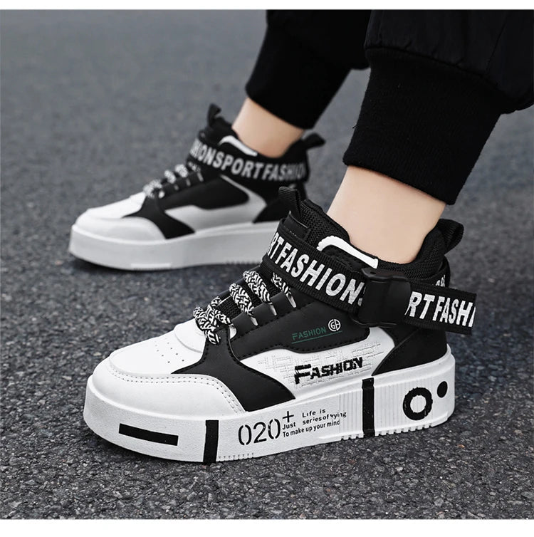 Kids Fashion Sports Shoes Boys High Top Board Shoes.